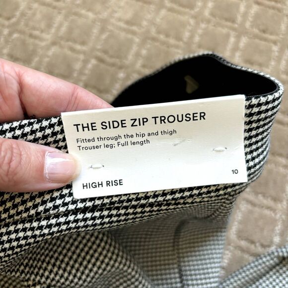 Ann Taylor The Side Zip Trouser Pant Women's Size 10 Houndstooth Black White NWT - Picture 7 of 10